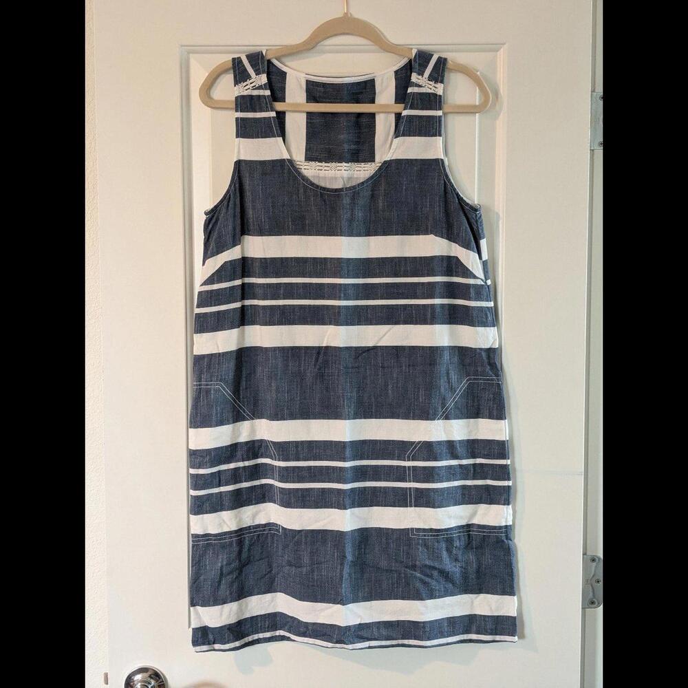 100% cotton striped tunic dress with pockets - size M